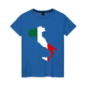 Женская футболка хлопок с принтом Италия (Italy) в Санкт-Петербурге, 100% хлопок | прямой крой, круглый вырез горловины, длина до линии бедер, слегка спущенное плечо | italy | государство | европа | европейский | италия | карта | рим | флаг