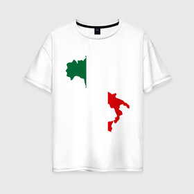 Женская футболка хлопок Oversize с принтом Италия (Italy) в Санкт-Петербурге, 100% хлопок | свободный крой, круглый ворот, спущенный рукав, длина до линии бедер
 | italy | государство | европа | европейский | италия | карта | рим | флаг