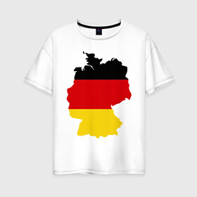 Женская футболка хлопок Oversize с принтом Германия (Germany) в Санкт-Петербурге, 100% хлопок | свободный крой, круглый ворот, спущенный рукав, длина до линии бедер
 | germany | германия | государство | европа | европейский | немцы | флаг