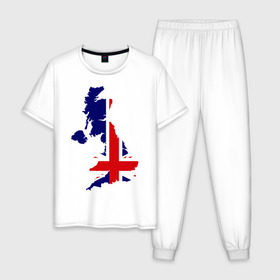 Мужская пижама хлопок с принтом Великобритания (Great Britain) в Санкт-Петербурге, 100% хлопок | брюки и футболка прямого кроя, без карманов, на брюках мягкая резинка на поясе и по низу штанин
 | great britain | англия | британия | британский | великобритания | королевский | флаг