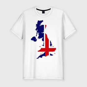 Мужская футболка премиум с принтом Великобритания (Great Britain) в Санкт-Петербурге, 92% хлопок, 8% лайкра | приталенный силуэт, круглый вырез ворота, длина до линии бедра, короткий рукав | Тематика изображения на принте: great britain | англия | британия | британский | великобритания | королевский | флаг