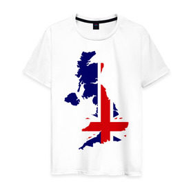 Мужская футболка хлопок с принтом Великобритания (Great Britain) в Санкт-Петербурге, 100% хлопок | прямой крой, круглый вырез горловины, длина до линии бедер, слегка спущенное плечо. | great britain | англия | британия | британский | великобритания | королевский | флаг