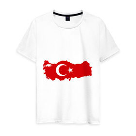 Мужская футболка хлопок с принтом Турция (Turkey) в Санкт-Петербурге, 100% хлопок | прямой крой, круглый вырез горловины, длина до линии бедер, слегка спущенное плечо. | turkey | символ | страна | турция | флаг