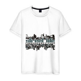 Мужская футболка хлопок с принтом Street life в Санкт-Петербурге, 100% хлопок | прямой крой, круглый вырез горловины, длина до линии бедер, слегка спущенное плечо. | street life | urban style | уличная жизнь | уличный стиль | урбан стайл