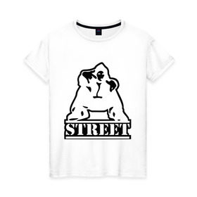 Женская футболка хлопок с принтом Street - рэпер в Санкт-Петербурге, 100% хлопок | прямой крой, круглый вырез горловины, длина до линии бедер, слегка спущенное плечо | gangsta | gansta | hip | hip hop | hop | rap | реп | репер | рэп | рэппер | рэпчина | хип | хип хоп | хоп