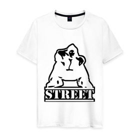 Мужская футболка хлопок с принтом Street - рэпер в Санкт-Петербурге, 100% хлопок | прямой крой, круглый вырез горловины, длина до линии бедер, слегка спущенное плечо. | gangsta | gansta | hip | hip hop | hop | rap | реп | репер | рэп | рэппер | рэпчина | хип | хип хоп | хоп