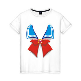 Женская футболка хлопок с принтом Бантик аниме-девочки в Санкт-Петербурге, 100% хлопок | прямой крой, круглый вырез горловины, длина до линии бедер, слегка спущенное плечо | anime | бант
