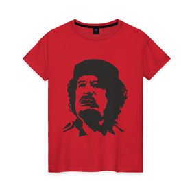 Женская футболка хлопок с принтом Каддафи в Санкт-Петербурге, 100% хлопок | прямой крой, круглый вырез горловины, длина до линии бедер, слегка спущенное плечо | кадафи | каддафи | ливия | муамар | муаммар