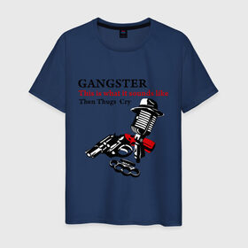 Мужская футболка хлопок с принтом Gangster mafia в Санкт-Петербурге, 100% хлопок | прямой крой, круглый вырез горловины, длина до линии бедер, слегка спущенное плечо. | gangsters | гангстеры | костет | мафия | оружие | пистолет | револьвер
