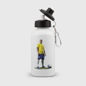 Бутылка спортивная с принтом Roberto Carlos в Санкт-Петербурге, металл | емкость — 500 мл, в комплекте две пластиковые крышки и карабин для крепления | 