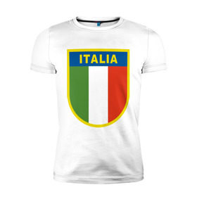 Мужская футболка премиум с принтом Италия в Санкт-Петербурге, 92% хлопок, 8% лайкра | приталенный силуэт, круглый вырез ворота, длина до линии бедра, короткий рукав | государство | европа | европейский | италия | флаг