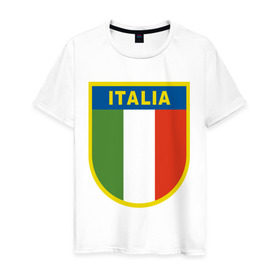 Мужская футболка хлопок с принтом Италия в Санкт-Петербурге, 100% хлопок | прямой крой, круглый вырез горловины, длина до линии бедер, слегка спущенное плечо. | государство | европа | европейский | италия | флаг