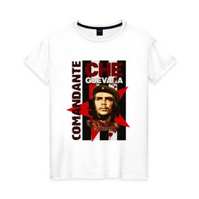 Женская футболка хлопок с принтом Che Guevara (4) в Санкт-Петербурге, 100% хлопок | прямой крой, круглый вырез горловины, длина до линии бедер, слегка спущенное плечо | че гевара