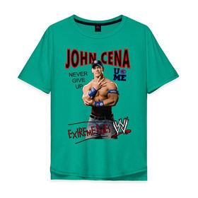Мужская футболка хлопок Oversize с принтом John Cena Extreme Rules в Санкт-Петербурге, 100% хлопок | свободный крой, круглый ворот, “спинка” длиннее передней части | wwe | бои без правил | джон сина