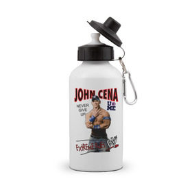 Бутылка спортивная с принтом John Cena Extreme Rules в Санкт-Петербурге, металл | емкость — 500 мл, в комплекте две пластиковые крышки и карабин для крепления | Тематика изображения на принте: wwe | бои без правил | джон сина