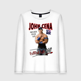 Женский лонгслив хлопок с принтом John Cena Extreme Rules в Санкт-Петербурге, 100% хлопок |  | wwe | бои без правил | джон сина