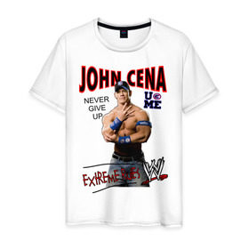 Мужская футболка хлопок с принтом John Cena Extreme Rules в Санкт-Петербурге, 100% хлопок | прямой крой, круглый вырез горловины, длина до линии бедер, слегка спущенное плечо. | Тематика изображения на принте: wwe | бои без правил | джон сина