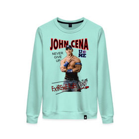 Женский свитшот хлопок с принтом John Cena Extreme Rules в Санкт-Петербурге, 100% хлопок | прямой крой, круглый вырез, на манжетах и по низу широкая трикотажная резинка  | wwe | бои без правил | джон сина