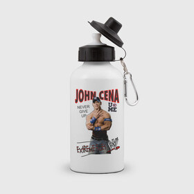 Бутылка спортивная с принтом John Cena Extreme Rules в Санкт-Петербурге, металл | емкость — 500 мл, в комплекте две пластиковые крышки и карабин для крепления | Тематика изображения на принте: джон сина