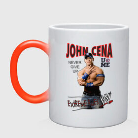 Кружка хамелеон с принтом John Cena Extreme Rules в Санкт-Петербурге, керамика | меняет цвет при нагревании, емкость 330 мл | джон сина