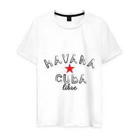 Мужская футболка хлопок с принтом Havana Cuba в Санкт-Петербурге, 100% хлопок | прямой крой, круглый вырез горловины, длина до линии бедер, слегка спущенное плечо. | Тематика изображения на принте: cuba | havana | гавана | куба | остров свободы