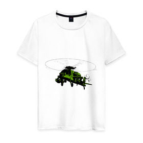 Мужская футболка хлопок с принтом Вертолёт в Санкт-Петербурге, 100% хлопок | прямой крой, круглый вырез горловины, длина до линии бедер, слегка спущенное плечо. | helicopter | армия | ввс | вертолет | вертушка | воздушные силы