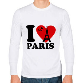 Мужской лонгслив хлопок с принтом Я люблю Париж в Санкт-Петербурге, 100% хлопок |  | Тематика изображения на принте: paris | париж | франция france | эйфелева башня | я люблю