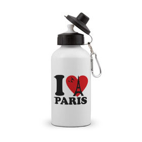 Бутылка спортивная с принтом Я люблю Париж в Санкт-Петербурге, металл | емкость — 500 мл, в комплекте две пластиковые крышки и карабин для крепления | Тематика изображения на принте: paris | париж | франция france | эйфелева башня | я люблю
