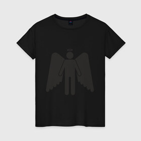 Женская футболка хлопок с принтом Ангел (5) в Санкт-Петербурге, 100% хлопок | прямой крой, круглый вырез горловины, длина до линии бедер, слегка спущенное плечо | 