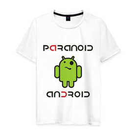 Мужская футболка хлопок с принтом Paranoid android в Санкт-Петербурге, 100% хлопок | прямой крой, круглый вырез горловины, длина до линии бедер, слегка спущенное плечо. | Тематика изображения на принте: paranoid android | админу | андроид | параноик | прикольные