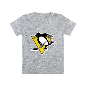 Детская футболка хлопок с принтом Pittsburgh Penguins в Санкт-Петербурге, 100% хлопок | круглый вырез горловины, полуприлегающий силуэт, длина до линии бедер | пингвин