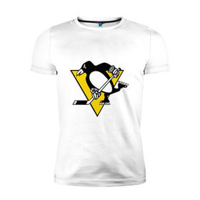 Мужская футболка премиум с принтом Pittsburgh Penguins в Санкт-Петербурге, 92% хлопок, 8% лайкра | приталенный силуэт, круглый вырез ворота, длина до линии бедра, короткий рукав | пингвин