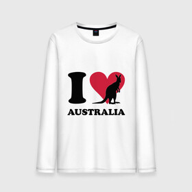 Мужской лонгслив хлопок с принтом I love Australia в Санкт-Петербурге, 100% хлопок |  | Тематика изображения на принте: i love | i love australia | кенгуру | я люблю | я люблю австралию