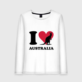 Женский лонгслив хлопок с принтом I love Australia в Санкт-Петербурге, 100% хлопок |  | i love | i love australia | кенгуру | я люблю | я люблю австралию