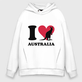 Мужское худи Oversize хлопок с принтом I love Australia в Санкт-Петербурге, френч-терри — 70% хлопок, 30% полиэстер. Мягкий теплый начес внутри —100% хлопок | боковые карманы, эластичные манжеты и нижняя кромка, капюшон на магнитной кнопке | i love | i love australia | кенгуру | я люблю | я люблю австралию