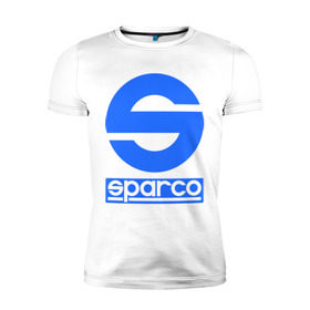 Мужская футболка премиум с принтом Sparco (Спарко) в Санкт-Петербурге, 92% хлопок, 8% лайкра | приталенный силуэт, круглый вырез ворота, длина до линии бедра, короткий рукав | Тематика изображения на принте: sparco | автотюнинг | спарко | тюнинг