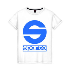Женская футболка хлопок с принтом Sparco (Спарко) в Санкт-Петербурге, 100% хлопок | прямой крой, круглый вырез горловины, длина до линии бедер, слегка спущенное плечо | sparco | автотюнинг | спарко | тюнинг