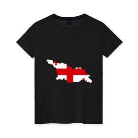 Женская футболка хлопок с принтом Грузия (Georgia) в Санкт-Петербурге, 100% хлопок | прямой крой, круглый вырез горловины, длина до линии бедер, слегка спущенное плечо | georgia | грузия | карта грузии | флаг грузии