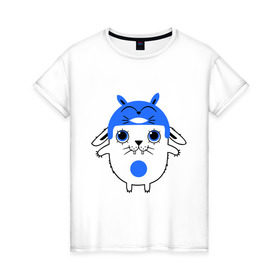 Женская футболка хлопок с принтом Totoro в Санкт-Петербурге, 100% хлопок | прямой крой, круглый вырез горловины, длина до линии бедер, слегка спущенное плечо | заяц