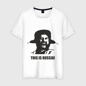 Мужская футболка хлопок с принтом This is russia! в Санкт-Петербурге, 100% хлопок | прямой крой, круглый вырез горловины, длина до линии бедер, слегка спущенное плечо. | спарта