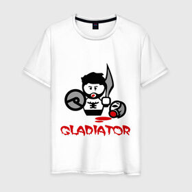 Мужская футболка хлопок с принтом Gladiator (Гладиатор) в Санкт-Петербурге, 100% хлопок | прямой крой, круглый вырез горловины, длина до линии бедер, слегка спущенное плечо. | gladiator | гладиатор