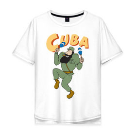Мужская футболка хлопок Oversize с принтом Cuba - Fidel Castro в Санкт-Петербурге, 100% хлопок | свободный крой, круглый ворот, “спинка” длиннее передней части | castro | cuba | fidel | кастро | куба | лидер | фидель