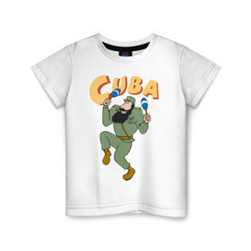 Детская футболка хлопок с принтом Cuba - Fidel Castro в Санкт-Петербурге, 100% хлопок | круглый вырез горловины, полуприлегающий силуэт, длина до линии бедер | castro | cuba | fidel | кастро | куба | лидер | фидель