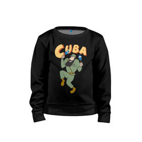 Детский свитшот хлопок с принтом Cuba - Fidel Castro в Санкт-Петербурге, 100% хлопок | круглый вырез горловины, эластичные манжеты, пояс и воротник | castro | cuba | fidel | кастро | куба | лидер | фидель