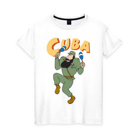 Женская футболка хлопок с принтом Cuba - Fidel Castro в Санкт-Петербурге, 100% хлопок | прямой крой, круглый вырез горловины, длина до линии бедер, слегка спущенное плечо | castro | cuba | fidel | кастро | куба | лидер | фидель