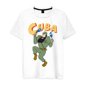 Мужская футболка хлопок с принтом Cuba - Fidel Castro в Санкт-Петербурге, 100% хлопок | прямой крой, круглый вырез горловины, длина до линии бедер, слегка спущенное плечо. | castro | cuba | fidel | кастро | куба | лидер | фидель