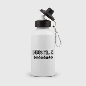 Бутылка спортивная с принтом Hustle Huyastle в Санкт-Петербурге, металл | емкость — 500 мл, в комплекте две пластиковые крышки и карабин для крепления | gangsta | gansta | hip | hip hop | hop | rap | рэп | рэпчина | хип | хип хоп | хипхоп | хоп