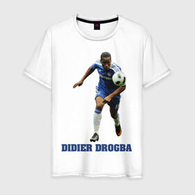 Мужская футболка хлопок с принтом Didier Drogba - Chelsea в Санкт-Петербурге, 100% хлопок | прямой крой, круглый вырез горловины, длина до линии бедер, слегка спущенное плечо. | 
