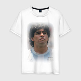 Мужская футболка хлопок с принтом Diego Maradona (2) в Санкт-Петербурге, 100% хлопок | прямой крой, круглый вырез горловины, длина до линии бедер, слегка спущенное плечо. | diego maradona | footballplayer | болельщикам | диего марадона | евро 2012 | футбол | футболист