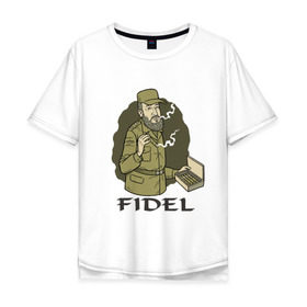 Мужская футболка хлопок Oversize с принтом Fidel Castro - Фидель Кастро в Санкт-Петербурге, 100% хлопок | свободный крой, круглый ворот, “спинка” длиннее передней части | castro | cuba | fidel | кастро | куба | лидер | фидель